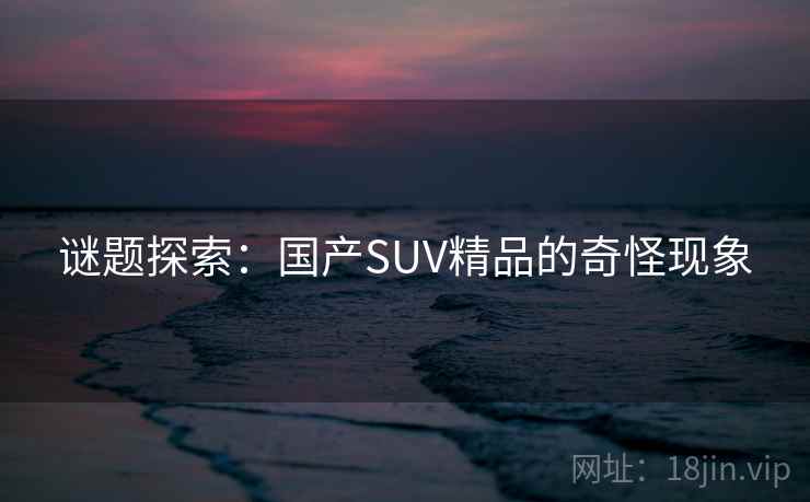 谜题探索：国产SUV精品的奇怪现象